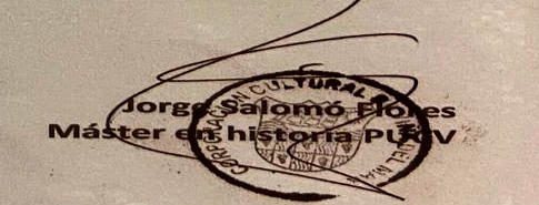 Firma y timbre de Jorge Salomó Flores, Máster en Historia PUCV